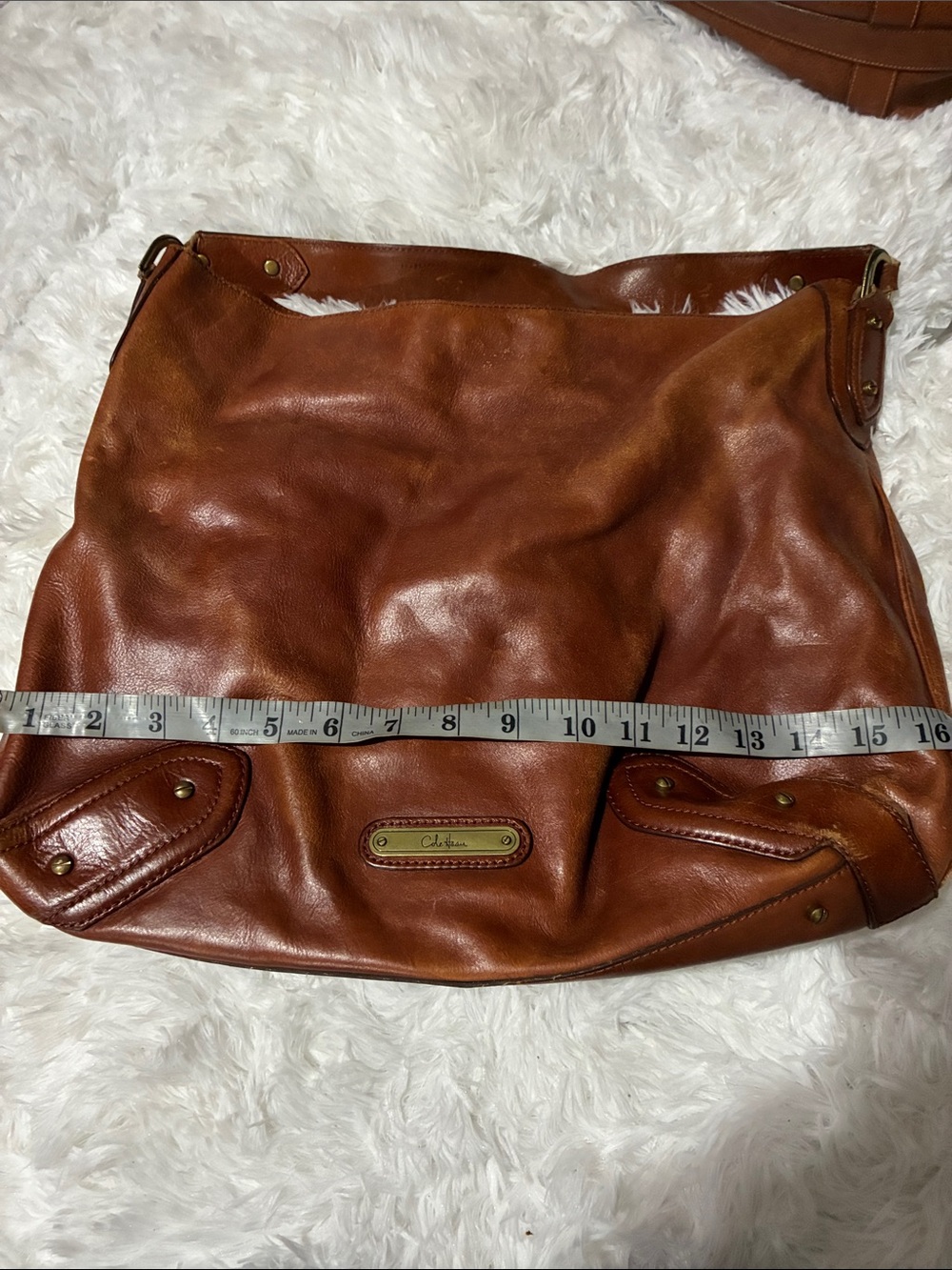 Cole Haan Cognac Brown Leather Duffel Tote